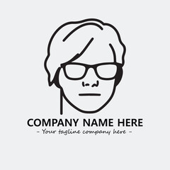 woman with glasses silhouette illustration black and white for logo company vector image