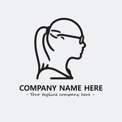 woman with glasses silhouette illustration black and white for logo company vector image