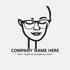 woman with glasses silhouette illustration black and white for logo company vector image