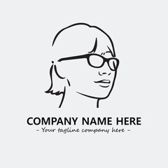 woman with glasses silhouette illustration black and white for logo company vector image
