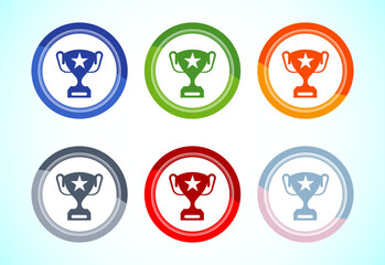 Award icon design illustration, Winning icon, Champion sign symbol, 6 color button design set