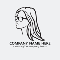 woman with glasses silhouette illustration black and white for logo company vector image
