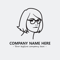 woman with glasses silhouette illustration black and white for logo company vector image