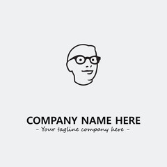 woman with glasses silhouette illustration black and white for logo company vector image