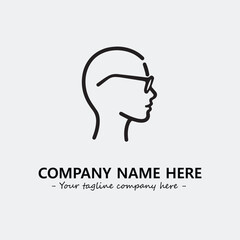woman with glasses silhouette illustration black and white for logo company vector image