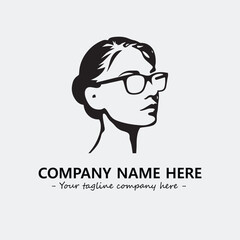 woman with glasses silhouette illustration black and white for logo company vector image