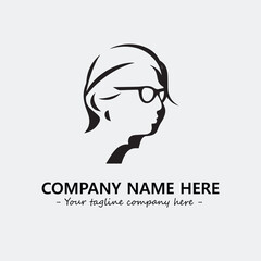 woman with glasses silhouette illustration black and white for logo company vector image