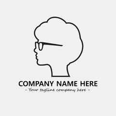 woman with glasses silhouette illustration black and white for logo company vector image