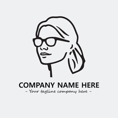 woman with glasses silhouette illustration black and white for logo company vector image