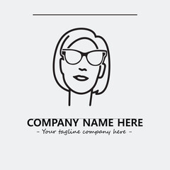 woman with glasses silhouette illustration black and white for logo company vector image
