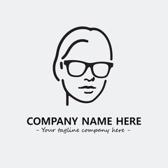 woman with glasses silhouette illustration black and white for logo company vector image