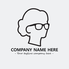 woman with glasses silhouette illustration black and white for logo company vector image