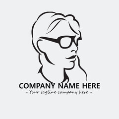 woman with glasses silhouette illustration black and white for logo company vector image