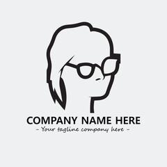 woman with glasses silhouette illustration black and white for logo company vector image