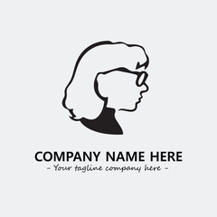 woman with glasses silhouette illustration black and white for logo company vector image