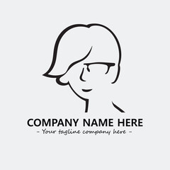 woman with glasses silhouette illustration black and white for logo company vector image