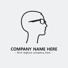 woman with glasses silhouette illustration black and white for logo company vector image