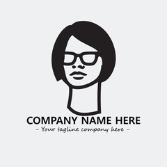 woman with glasses silhouette illustration black and white for logo company vector image