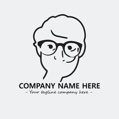 woman with glasses silhouette illustration black and white for logo company vector image