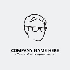 woman with glasses silhouette illustration black and white for logo company vector image