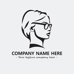 woman with glasses silhouette illustration black and white for logo company vector image