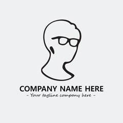 woman with glasses silhouette illustration black and white for logo company vector image