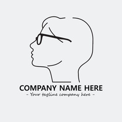 woman with glasses silhouette illustration black and white for logo company vector image