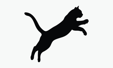 Black cat silhouette, feline vector illustration