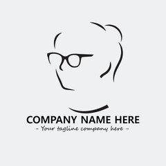 woman with glasses silhouette illustration black and white for logo company vector image