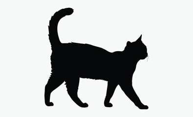 Black cat silhouette, feline vector illustration