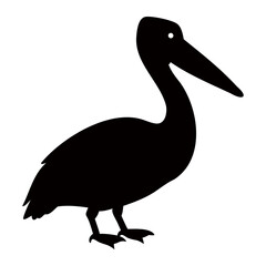 Pelican bird Silhouette, Vector, Icon, Logo, transparent Background.