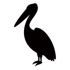 Black Pelican bird icon silhouette on transparent background