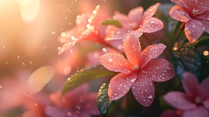 Crystal dewdrops on flowers
