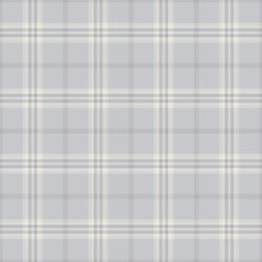 Short vector plaid background, funky fabric seamless tartan. Endless texture pattern textile check in light gray and silver colors.
