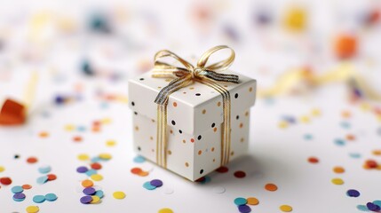 Small gift box with colorful confetti
