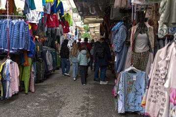 Weekly market in Lavena Ponte Tresa, Italy.
