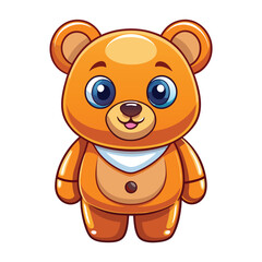 Obraz premium Cute cartoon bear, wearing a bib