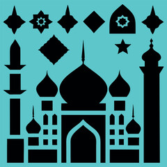 Obraz premium Islamic window shape silhouette vector on white background Ramadan Kareem isolated 