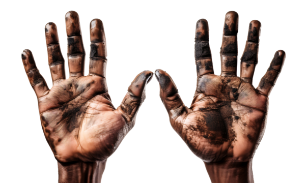 dirty hands isolated on transparent Background
