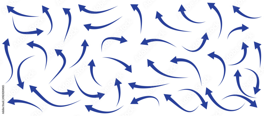 Fototapete set long blue curve arrow icon vector. blue curve arrow icon set. long arrow icon set. curve arrow v