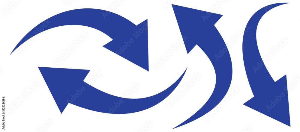 Fototapete set long blue curve arrow icon vector. blue curve arrow icon set. long arrow icon set. curve arrow v