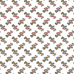 Seamless Pattern Featuring Rocking Horses and Toys in a Nostalgic Motif
