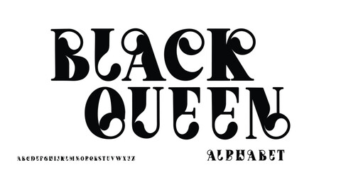 Black Queen typography beauty fashion elegant minimalist serif italic fonts decorative wedding vintage retro logos. Minimal luxury font alphabet logo. Vector illustration
