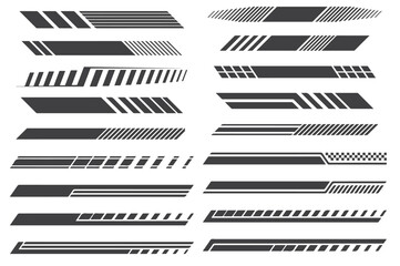 racing stripe vector set, race car vector, checkered flag designs, racing stripe speed, decal patterns, dynamic lines, competition, automotive graphics, black and white finish line motorsport.