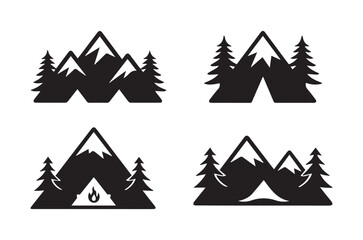 Fototapeta premium Mountain vector silhouette collection set on white background 