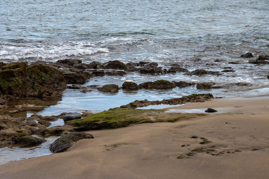 Coastal rocks on the beach, Gran Canaria, Spain