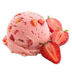 Pink Strawberry Ice Cream Scoop Isolated