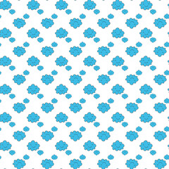 Seamless Pattern of Blue Cloud Designs on White Background
