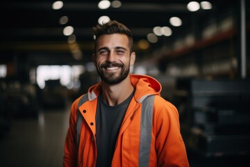 Obraz premium confident smiling man portrait in a factory worker
