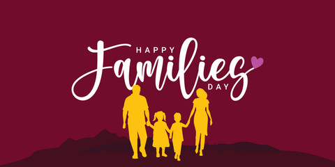 International Day of Families logo creative design idea, Wishing Greeting Card. World Family Day with Father, Mother, Daughter, and Son. Vector Illustration.